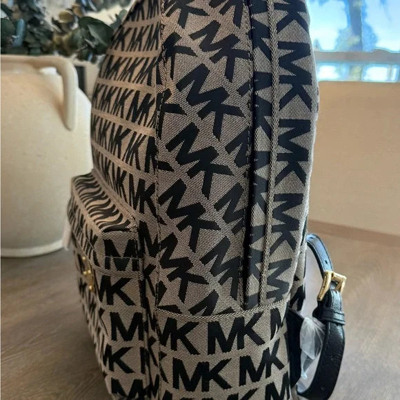 Michael Kors Black and Tan Logo Backpack - Picture 4 of 9